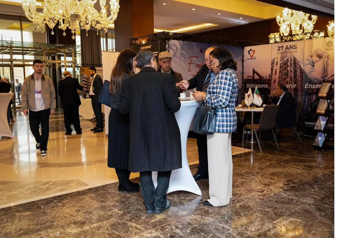Networking in the foyer between sessions