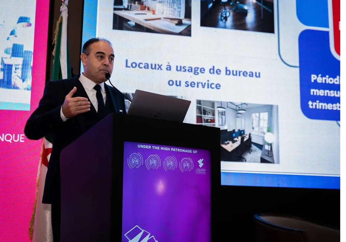A speaker presenting commercial property finance on stage