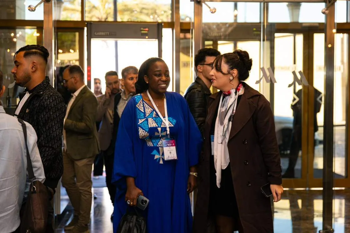 An international delegation arriving at the summit