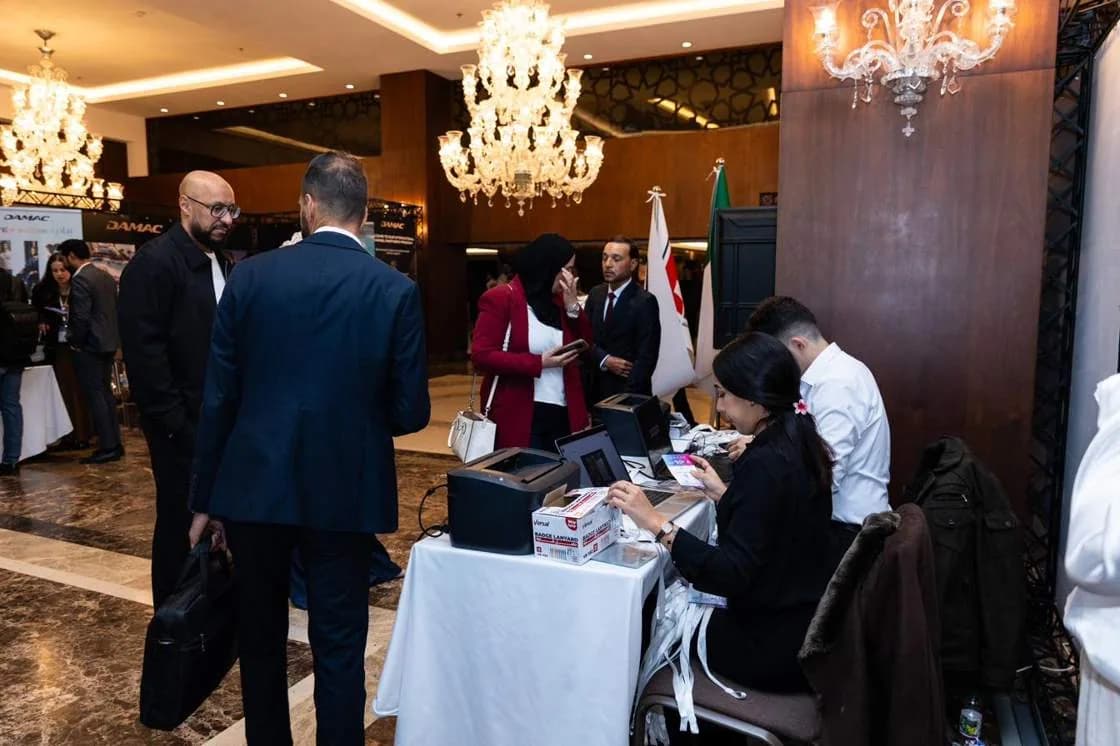 Delegates gathering at the accreditation desk