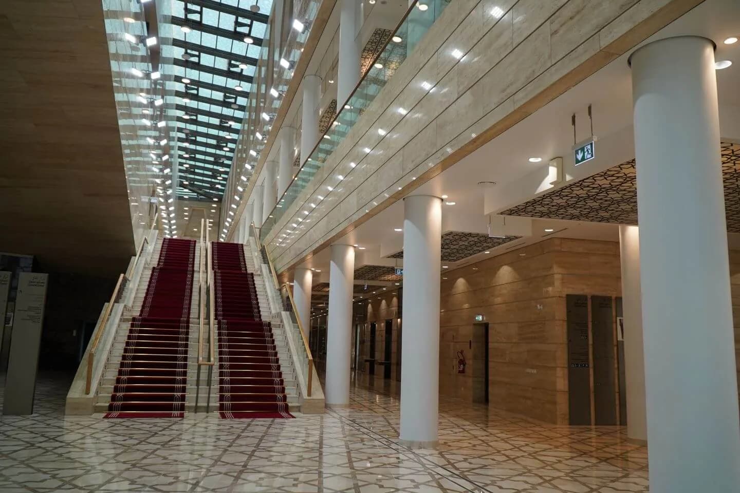 The atrium and grand staircase of the Djamaâ El-Djazaïr Cultural Centre